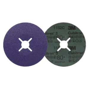 3M™ Cubitron™ 3 Fibre Disc 1182C, 80+, 125 mm x 22 mm, Slotted, Die 492EQ, 25/Bag, 100 ea/Case
