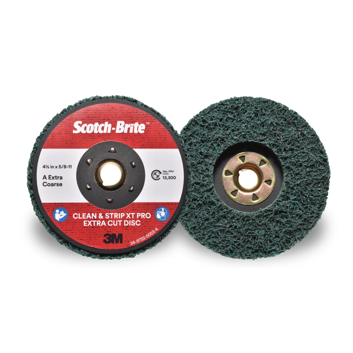 Scotch-Brite™ Clean and Strip XT Pro Extra Cut Disc, XC-DC, A/O Extra Coarse, Green, 125 mm x 22 mm, 5 ea/Case