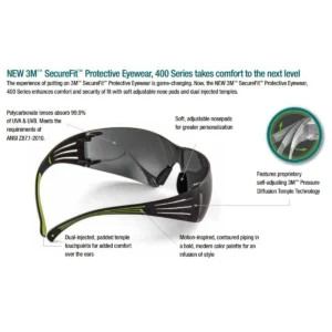 3M™ SecureFit™ 100 Series Safety Glasses SF103AF-BLK, Black Temples, Amber Anti-Fog/Anti-Scratch Lens, 20 ea/Case