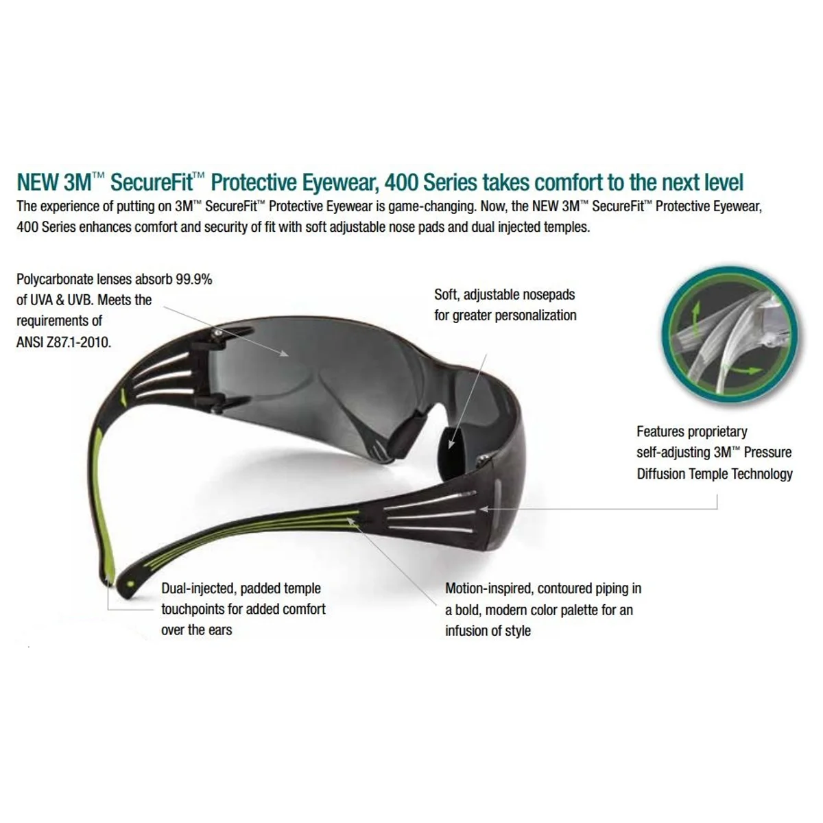 3M™ SecureFit™ 400 Series Protective Eyewear SF410AS-AS, Indoor/Outdoor Mirror Lens, 100 ea/Case