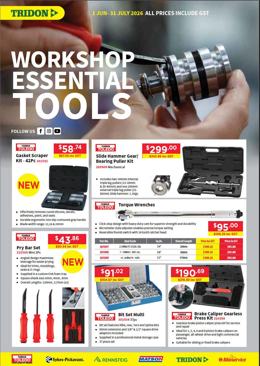 Tridon Workshop Essential Tools – June to July 2026 Flyer